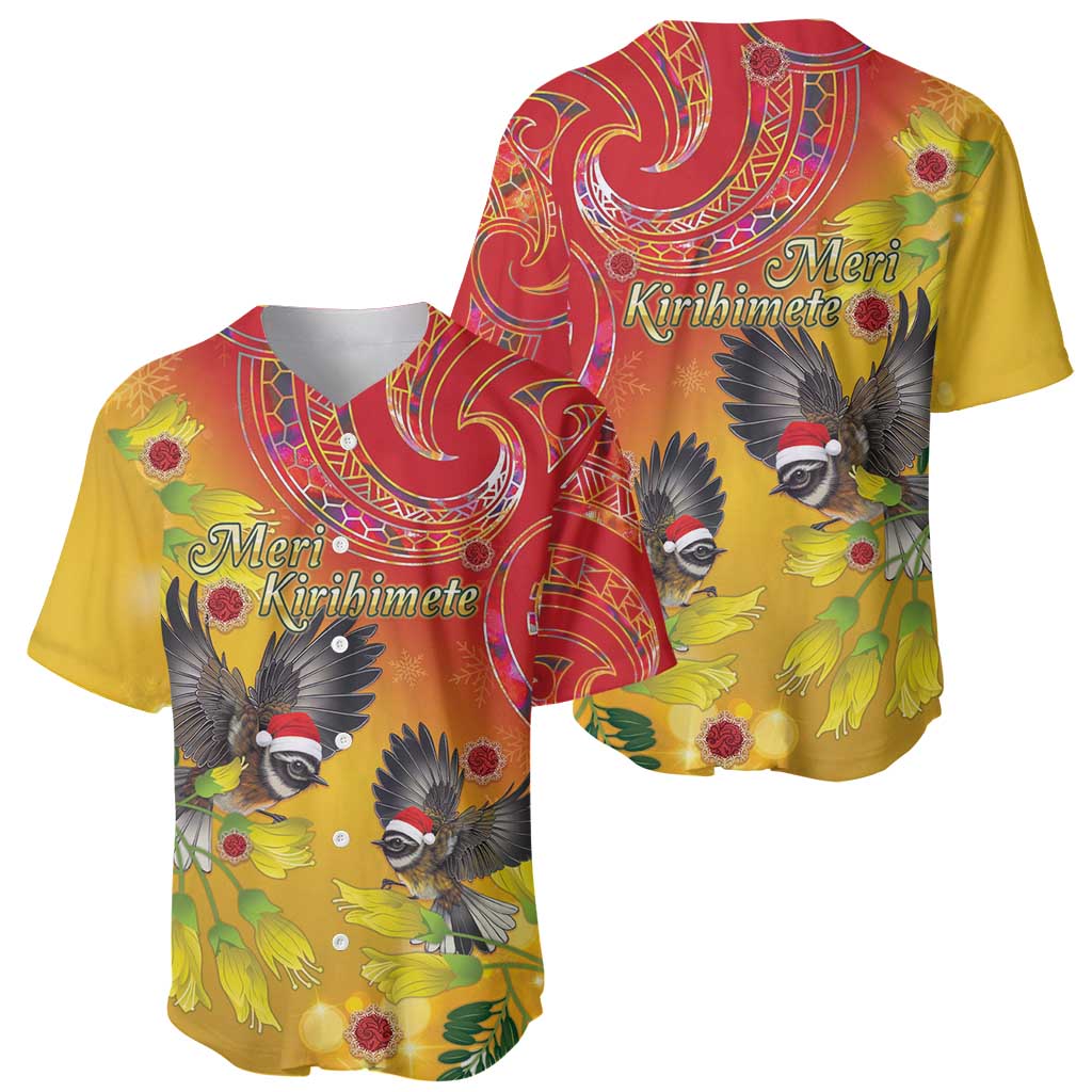 New Zealand Piwakawaka Christmas Baseball Jersey With Maori Pattern LT05 - Polynesian Pride