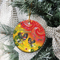 New Zealand Piwakawaka Christmas Ceramic Ornament With Maori Pattern