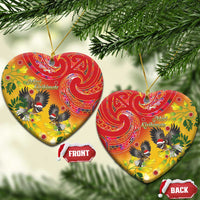 New Zealand Piwakawaka Christmas Ceramic Ornament With Maori Pattern
