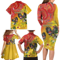 New Zealand Piwakawaka Christmas Family Matching Long Sleeve Bodycon Dress and Hawaiian Shirt With Maori Pattern