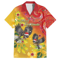 New Zealand Piwakawaka Christmas Family Matching Summer Maxi Dress and Hawaiian Shirt With Maori Pattern LT05 Dad's Shirt - Short Sleeve Yellow - Polynesian Pride