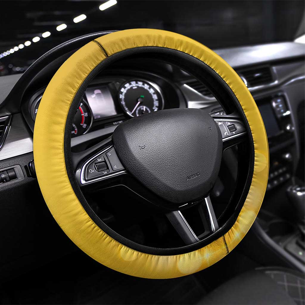 New Zealand Piwakawaka Christmas Steering Wheel Cover With Maori Pattern LT05 Universal Fit Yellow - Polynesian Pride