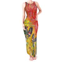New Zealand Piwakawaka Christmas Tank Maxi Dress With Maori Pattern