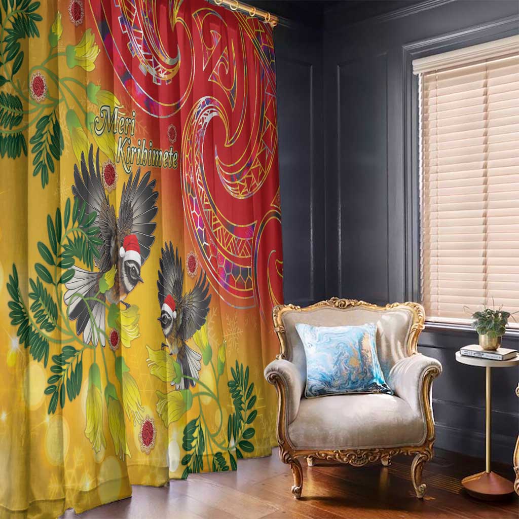 New Zealand Piwakawaka Christmas Window Curtain With Maori Pattern