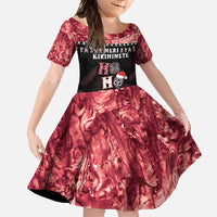 Personalised New Zealand Tiki Christmas Family Matching Mermaid Dress and Hawaiian Shirt Ho Ho Ho Paua Shell Glitter Red LT05 Daughter's Dress Black - Polynesian Pride