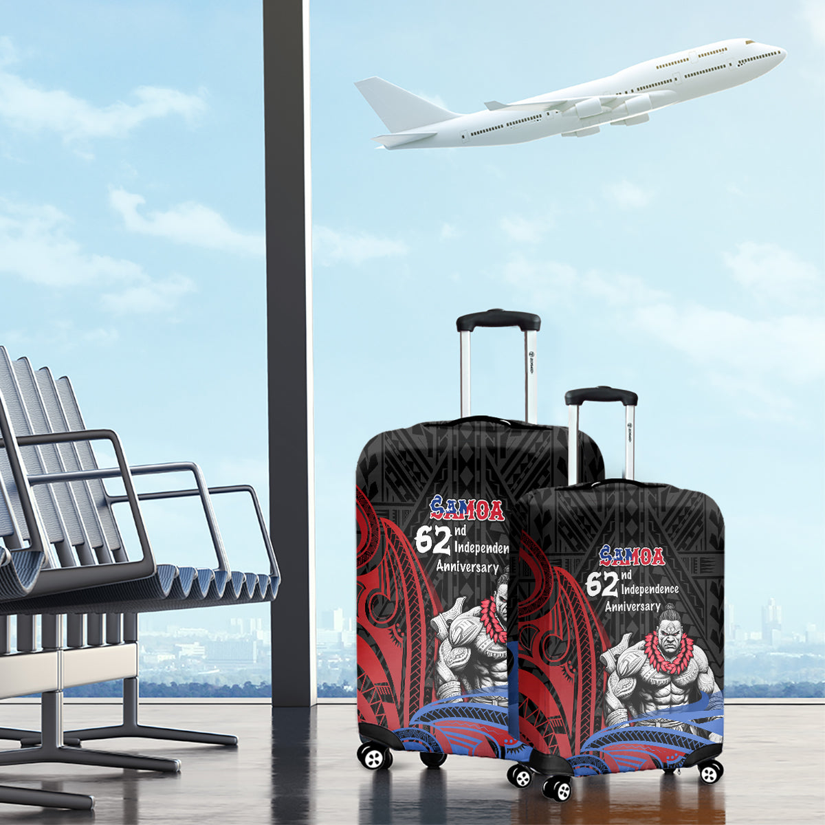 Samoa Independence Day Luggage Cover Samoan Warriors Ula Fala LT05 - Polynesian Pride
