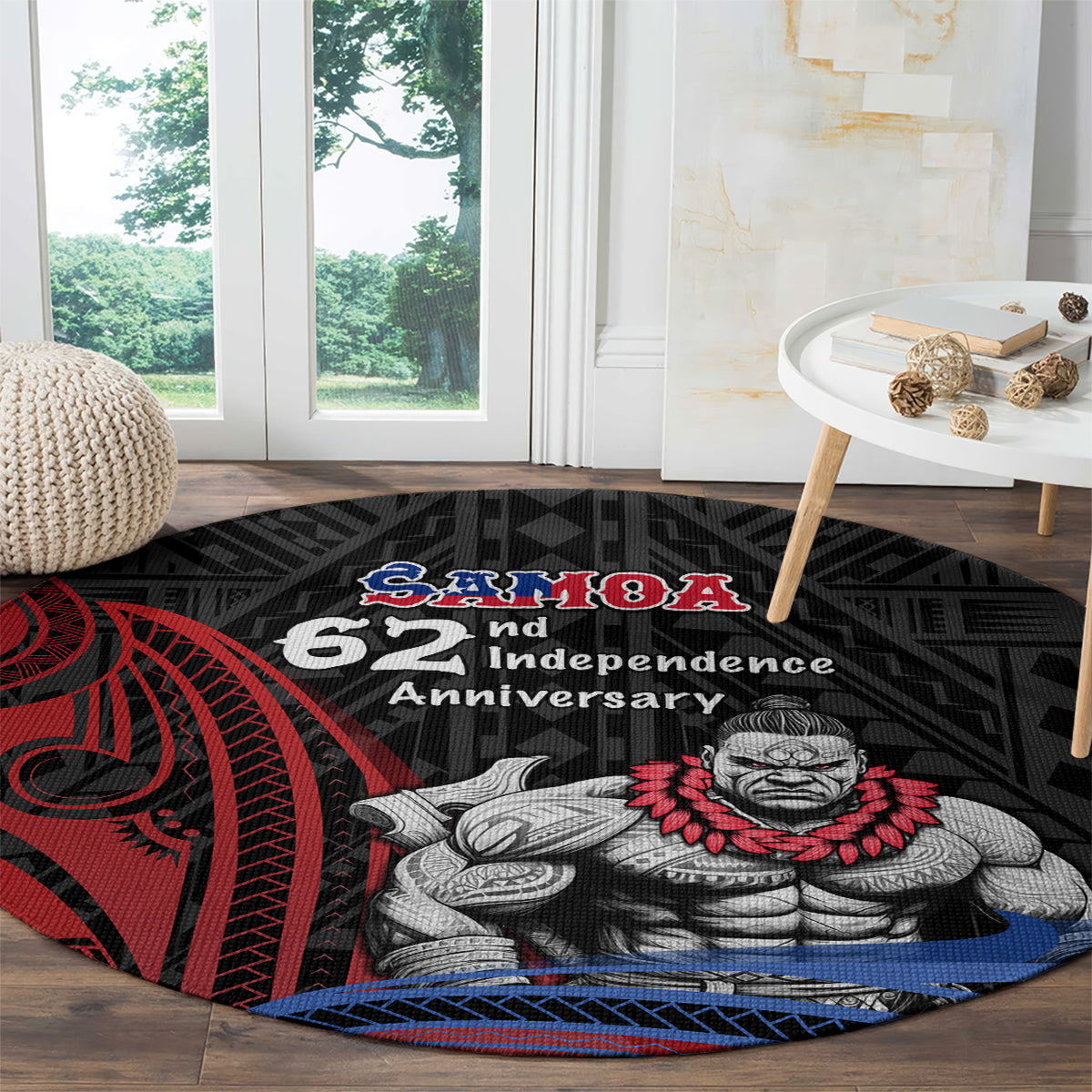 Samoa Independence Day Round Carpet Samoan Warriors Ula Fala LT05 - Polynesian Pride