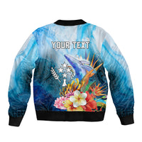 Personalised Kosrae Constitution Day Bomber Jacket Humpback Whale Tropical Flowers LT05 - Polynesian Pride