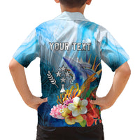 Personalised Kosrae Constitution Day Family Matching Short Sleeve Bodycon Dress and Hawaiian Shirt Humpback Whale Tropical Flowers LT05 - Polynesian Pride