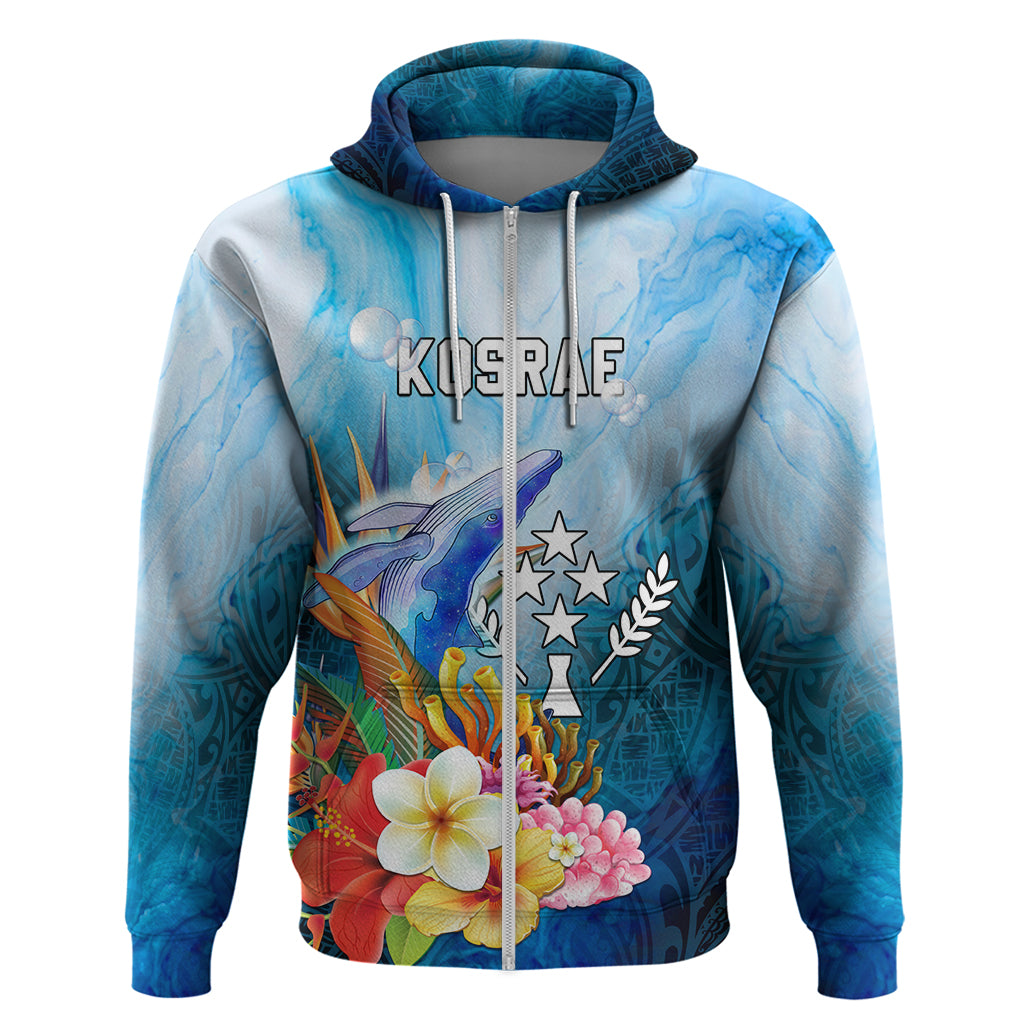 Personalised Kosrae Constitution Day Hoodie Humpback Whale Tropical Flowers LT05 - Polynesian Pride