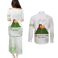 Personalised I LAVA YOU Volcano Valentine Couples Matching Puletasi and Long Sleeve Button Shirt Polynesian Tribal Pattern LT05 - Polynesian Pride