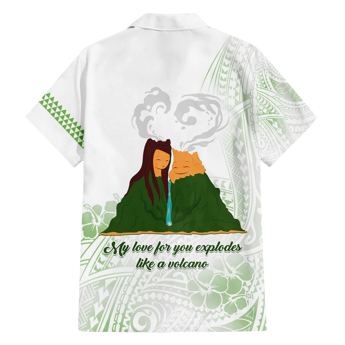 Personalised I LAVA YOU Volcano Valentine Family Matching Off Shoulder Short Dress and Hawaiian Shirt Polynesian Tribal Pattern LT05 - Polynesian Pride