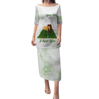 Personalised I LAVA YOU Volcano Valentine Family Matching Puletasi and Hawaiian Shirt Polynesian Tribal Pattern LT05 Mom's Dress White - Polynesian Pride