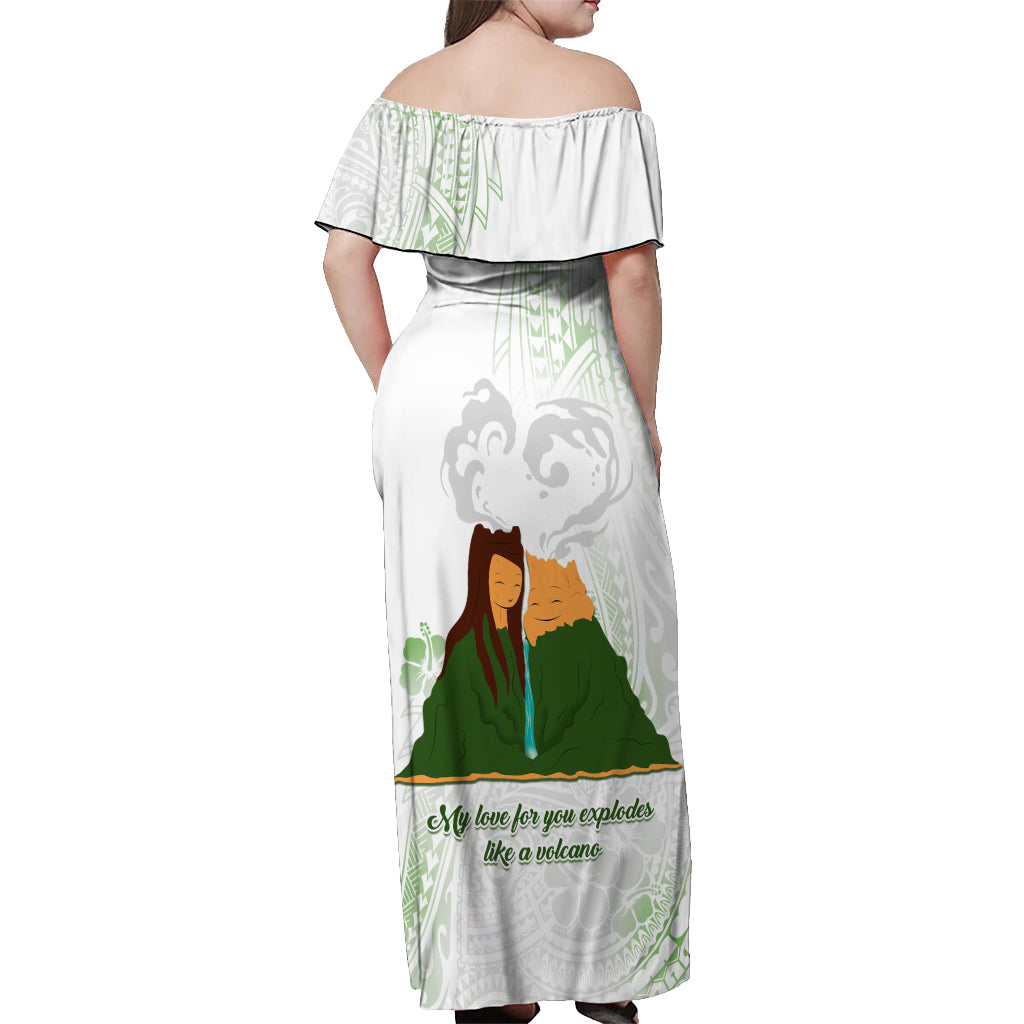 Personalised I LAVA YOU Volcano Valentine Off Shoulder Maxi Dress Polynesian Tribal Pattern LT05 - Polynesian Pride