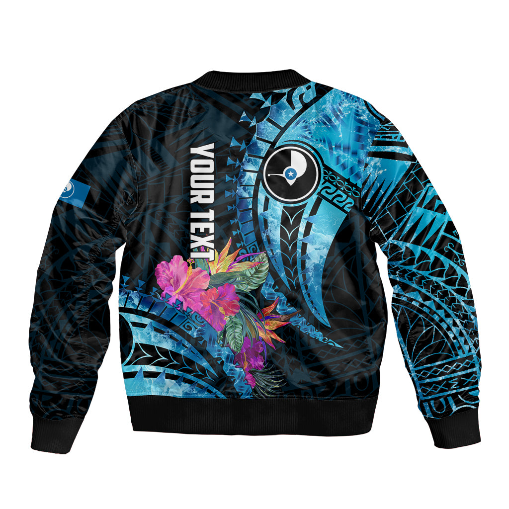 Personalised FSM Yap State Day Bomber Jacket Tropical Flowers Tribal Pattern LT05 - Polynesian Pride
