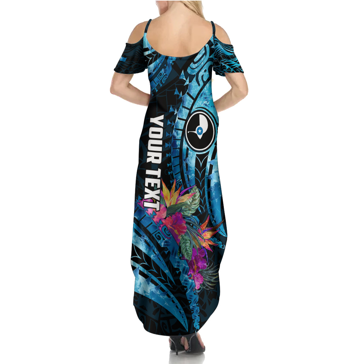 Personalised FSM Yap State Day Family Matching Summer Maxi Dress and Hawaiian Shirt Tropical Flowers Tribal Pattern LT05 - Polynesian Pride