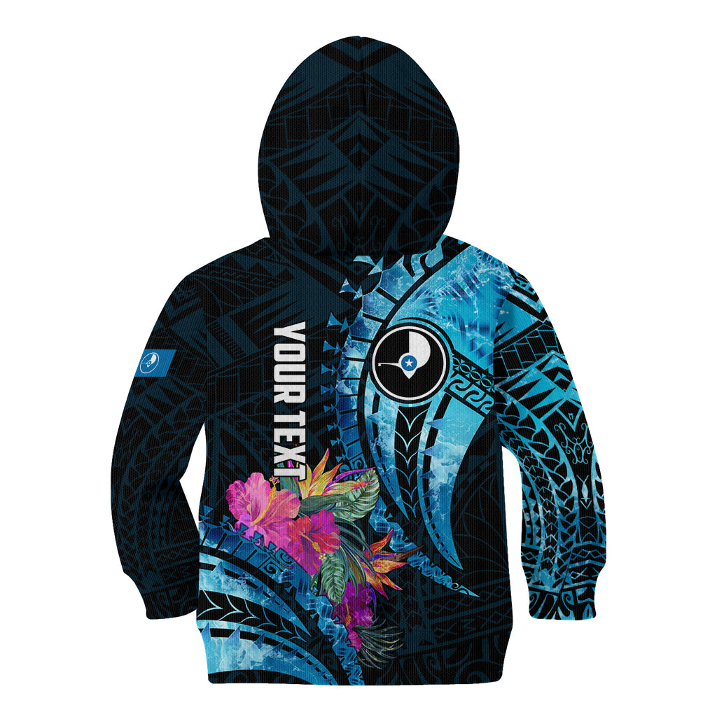 Personalised FSM Yap State Day Kid Hoodie Tropical Flowers Tribal Pattern LT05 - Polynesian Pride