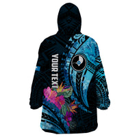 Personalised FSM Yap State Day Wearable Blanket Hoodie Tropical Flowers Tribal Pattern LT05 - Polynesian Pride