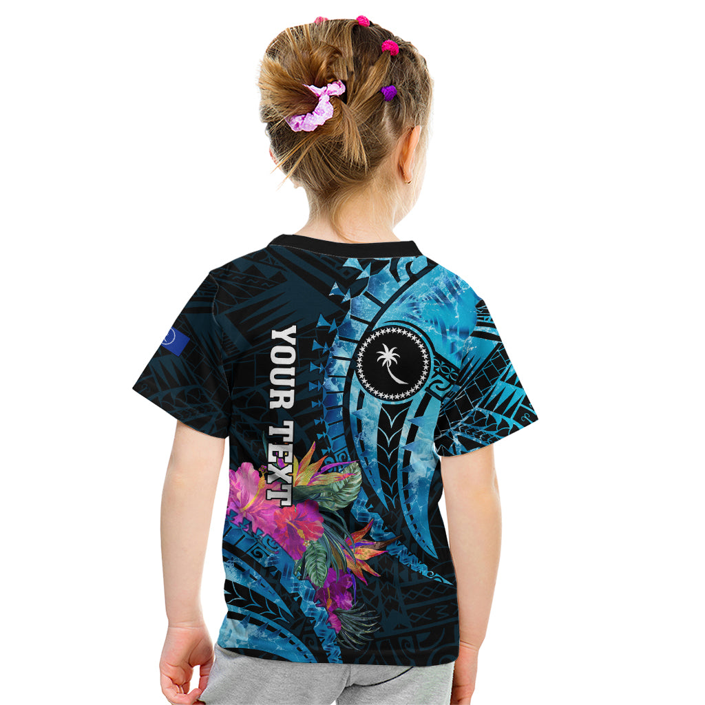 Personalised FSM Chuuk State Kid T Shirt Tropical Flowers Tribal Pattern LT05 - Polynesian Pride
