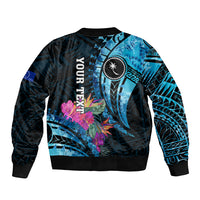 Personalised FSM Chuuk State Sleeve Zip Bomber Jacket Tropical Flowers Tribal Pattern LT05 - Polynesian Pride
