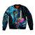 Personalised FSM Pohnpei State Bomber Jacket Tropical Flowers Tribal Pattern LT05 Unisex Blue - Polynesian Pride