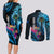 Personalised FSM Pohnpei State Couples Matching Long Sleeve Bodycon Dress and Long Sleeve Button Shirt Tropical Flowers Tribal Pattern LT05 - Polynesian Pride