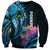 Personalised FSM Pohnpei State Sweatshirt Tropical Flowers Tribal Pattern LT05 Unisex Blue - Polynesian Pride