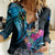 Personalised FSM Pohnpei State Women Casual Shirt Tropical Flowers Tribal Pattern LT05 Female Blue - Polynesian Pride