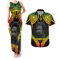 Personalised Vanuatu Father Lini Day Couples Matching Tank Maxi Dress and Hawaiian Shirt Polynesian Tribal Pattern LT05 Black - Polynesian Pride
