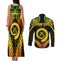 Personalised Vanuatu Father Lini Day Couples Matching Tank Maxi Dress and Long Sleeve Button Shirt Polynesian Tribal Pattern LT05 - Polynesian Pride