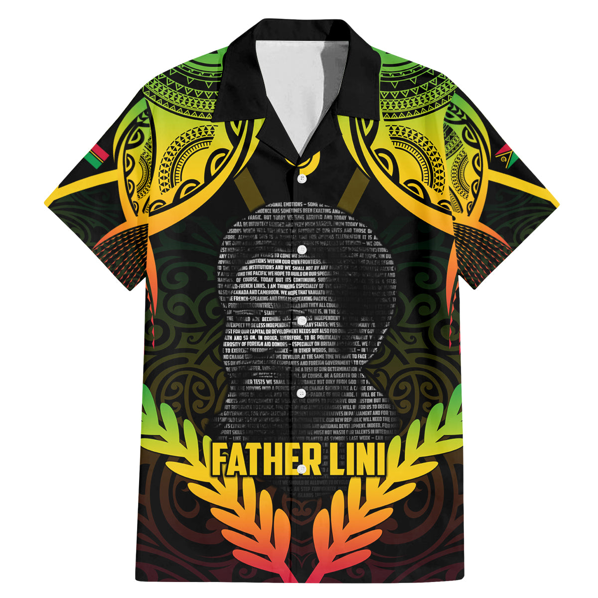 Personalised Vanuatu Father Lini Day Family Matching Mermaid Dress and Hawaiian Shirt Polynesian Tribal Pattern LT05 Dad's Shirt - Short Sleeve Black - Polynesian Pride