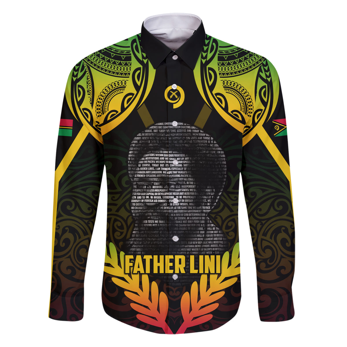 Personalised Vanuatu Father Lini Day Family Matching Short Sleeve Bodycon Dress and Hawaiian Shirt Polynesian Tribal Pattern LT05 Dad's Shirt - Long Sleeve Black - Polynesian Pride