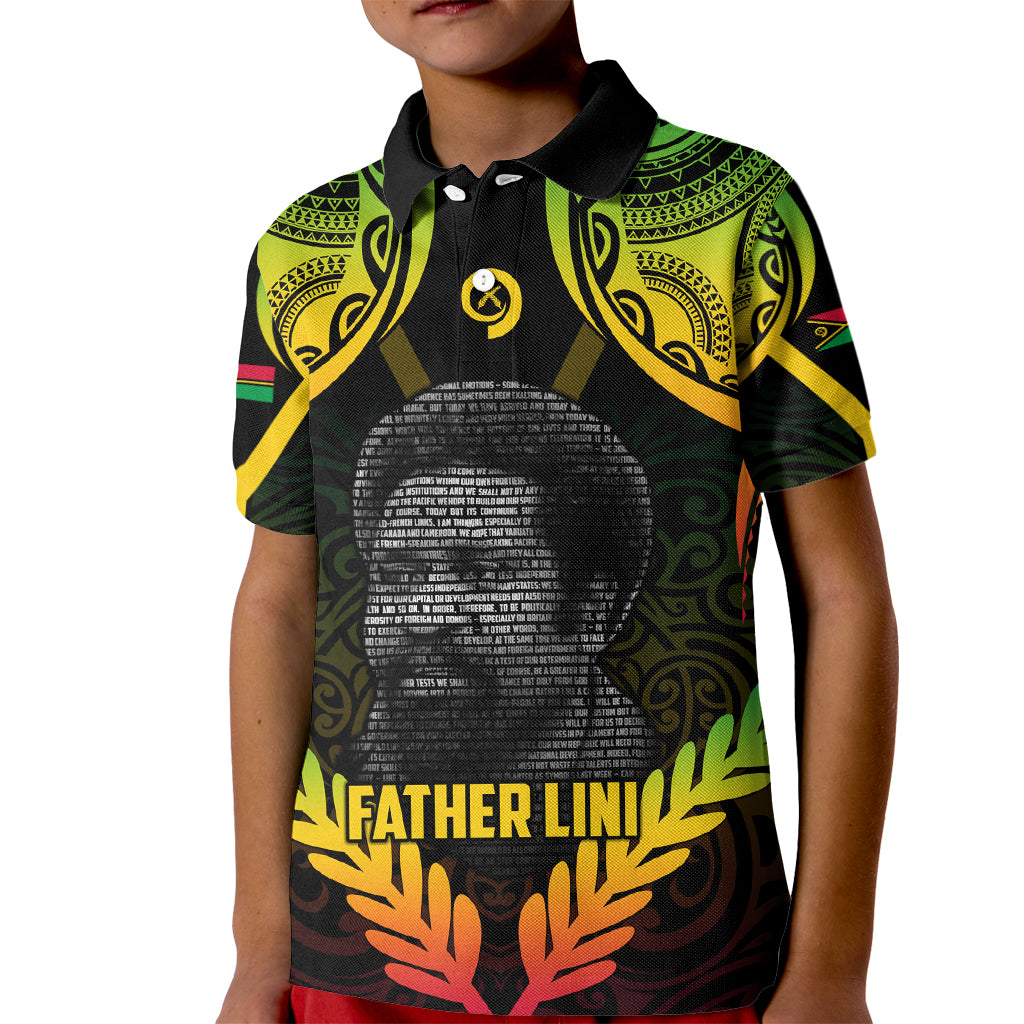 Personalised Vanuatu Father Lini Day Kid Polo Shirt Polynesian Tribal Pattern LT05 Kid Black - Polynesian Pride