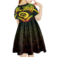 Personalised Vanuatu Father Lini Day Kid Short Sleeve Dress Polynesian Tribal Pattern LT05 - Polynesian Pride