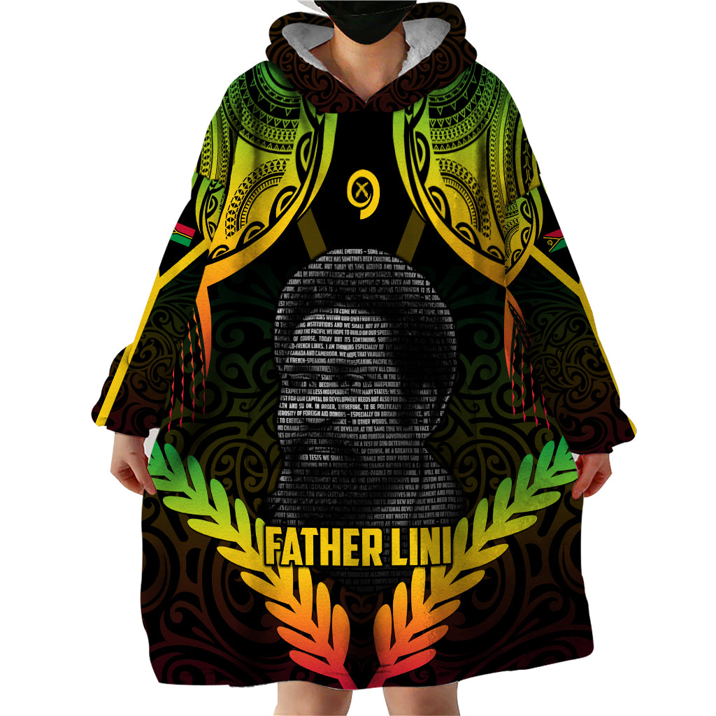 Personalised Vanuatu Father Lini Day Wearable Blanket Hoodie Polynesian Tribal Pattern LT05 - Polynesian Pride