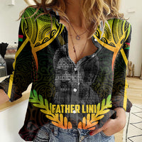 Personalised Vanuatu Father Lini Day Women Casual Shirt Polynesian Tribal Pattern LT05 Female Black - Polynesian Pride