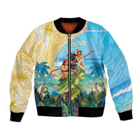 Personalised Hawaii Honolulu Festival Bomber Jacket Hula Girls Tropical Vibe LT05 Unisex Blue - Polynesian Pride