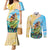 Personalised Hawaii Honolulu Festival Couples Matching Mermaid Dress and Long Sleeve Button Shirt Hula Girls Tropical Vibe LT05 Blue - Polynesian Pride