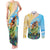 Personalised Hawaii Honolulu Festival Couples Matching Tank Maxi Dress and Long Sleeve Button Shirt Hula Girls Tropical Vibe LT05 Blue - Polynesian Pride