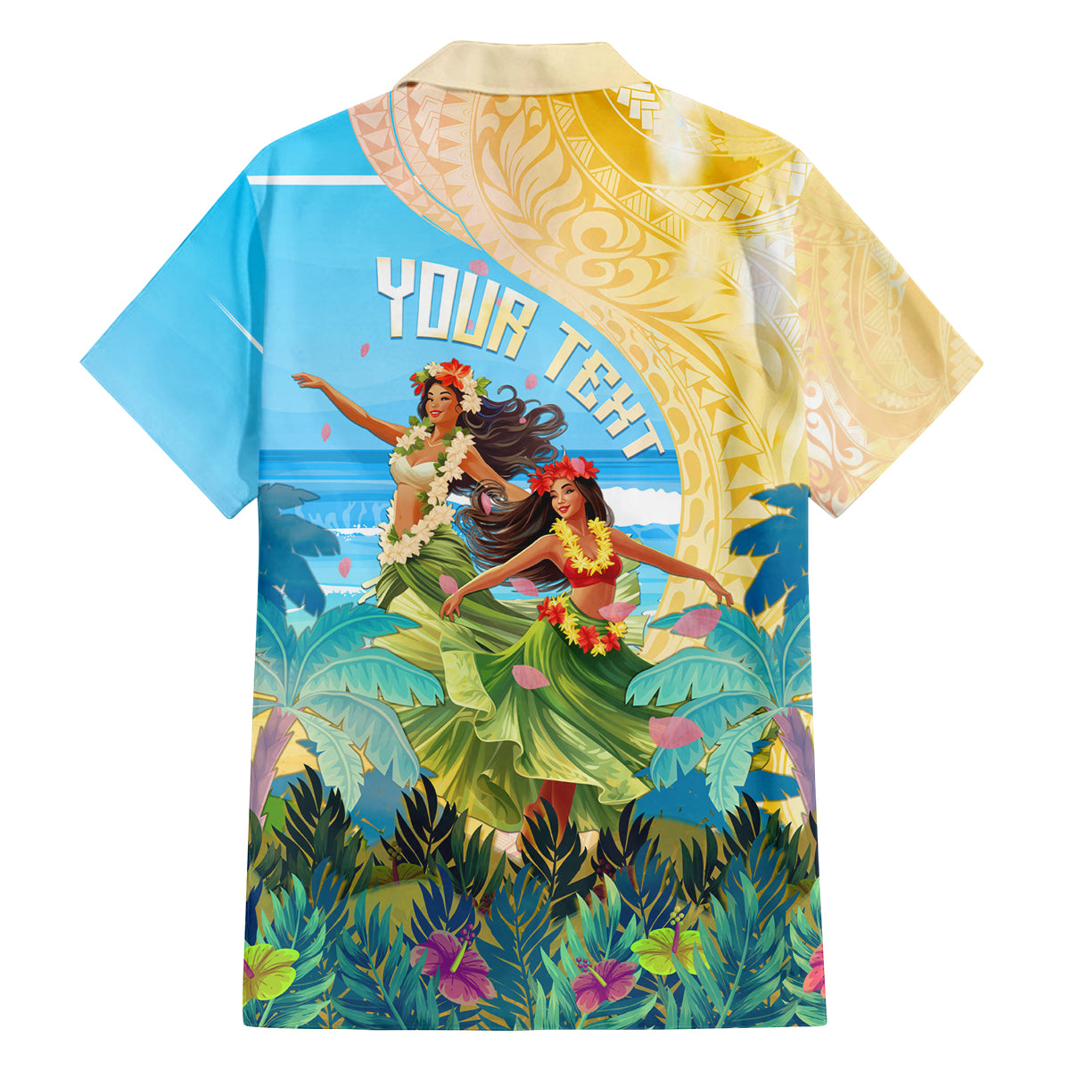 Personalised Hawaii Honolulu Festival Family Matching Off Shoulder Long Sleeve Dress and Hawaiian Shirt Hula Girls Tropical Vibe LT05 - Polynesian Pride