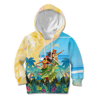 Personalised Hawaii Honolulu Festival Kid Hoodie Hula Girls Tropical Vibe LT05 Hoodie Blue - Polynesian Pride