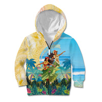 Personalised Hawaii Honolulu Festival Kid Hoodie Hula Girls Tropical Vibe LT05 Zip Hoodie Blue - Polynesian Pride