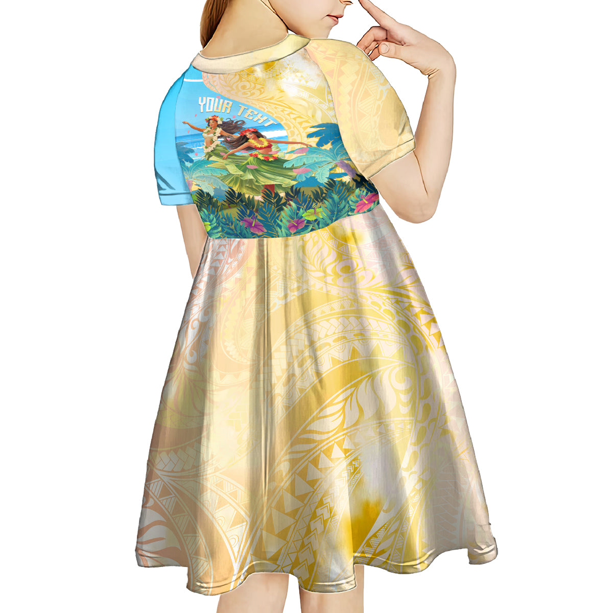 Personalised Hawaii Honolulu Festival Kid Short Sleeve Dress Hula Girls Tropical Vibe LT05 - Polynesian Pride