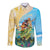 Personalised Hawaii Honolulu Festival Long Sleeve Button Shirt Hula Girls Tropical Vibe LT05 Unisex Blue - Polynesian Pride