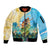 Personalised Hawaii Honolulu Festival Sleeve Zip Bomber Jacket Hula Girls Tropical Vibe LT05 Unisex Blue - Polynesian Pride