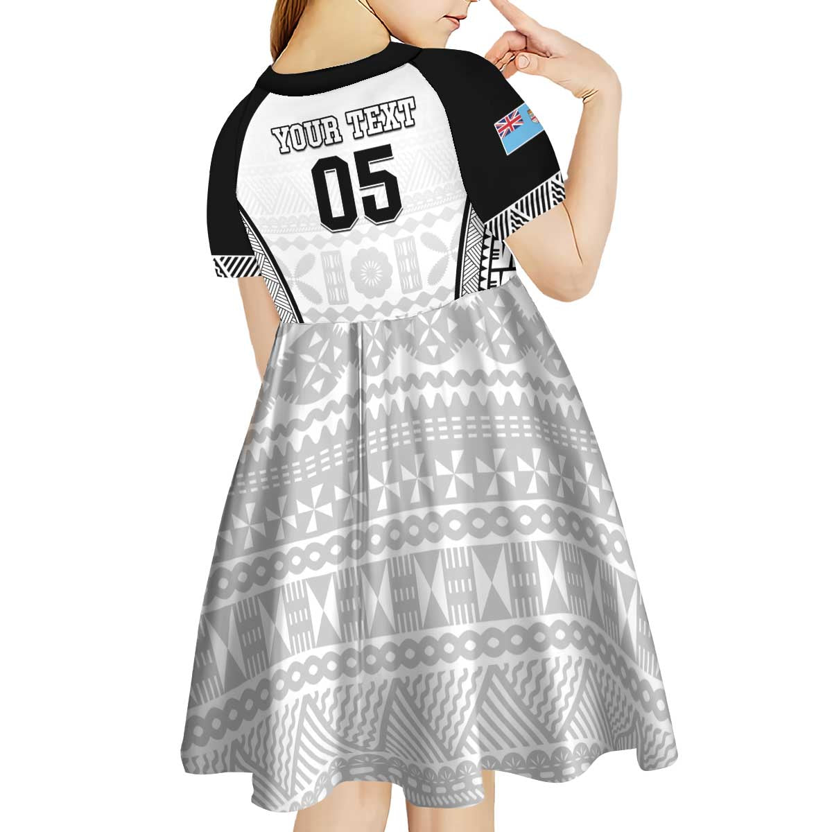 Custom Fiji Tapa Football Kid Short Sleeve Dress Sporty Style