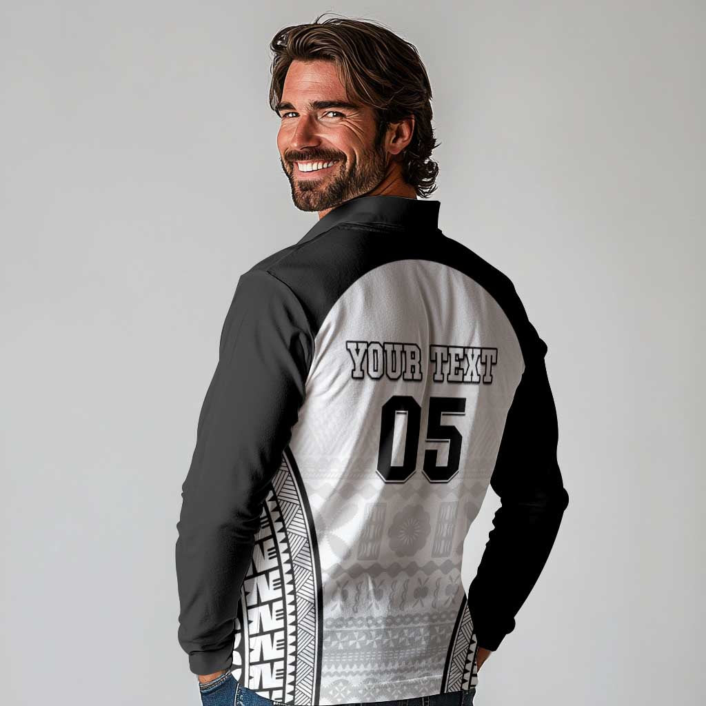 Custom Fiji Tapa Football Long Sleeve Polo Shirt Sporty Style