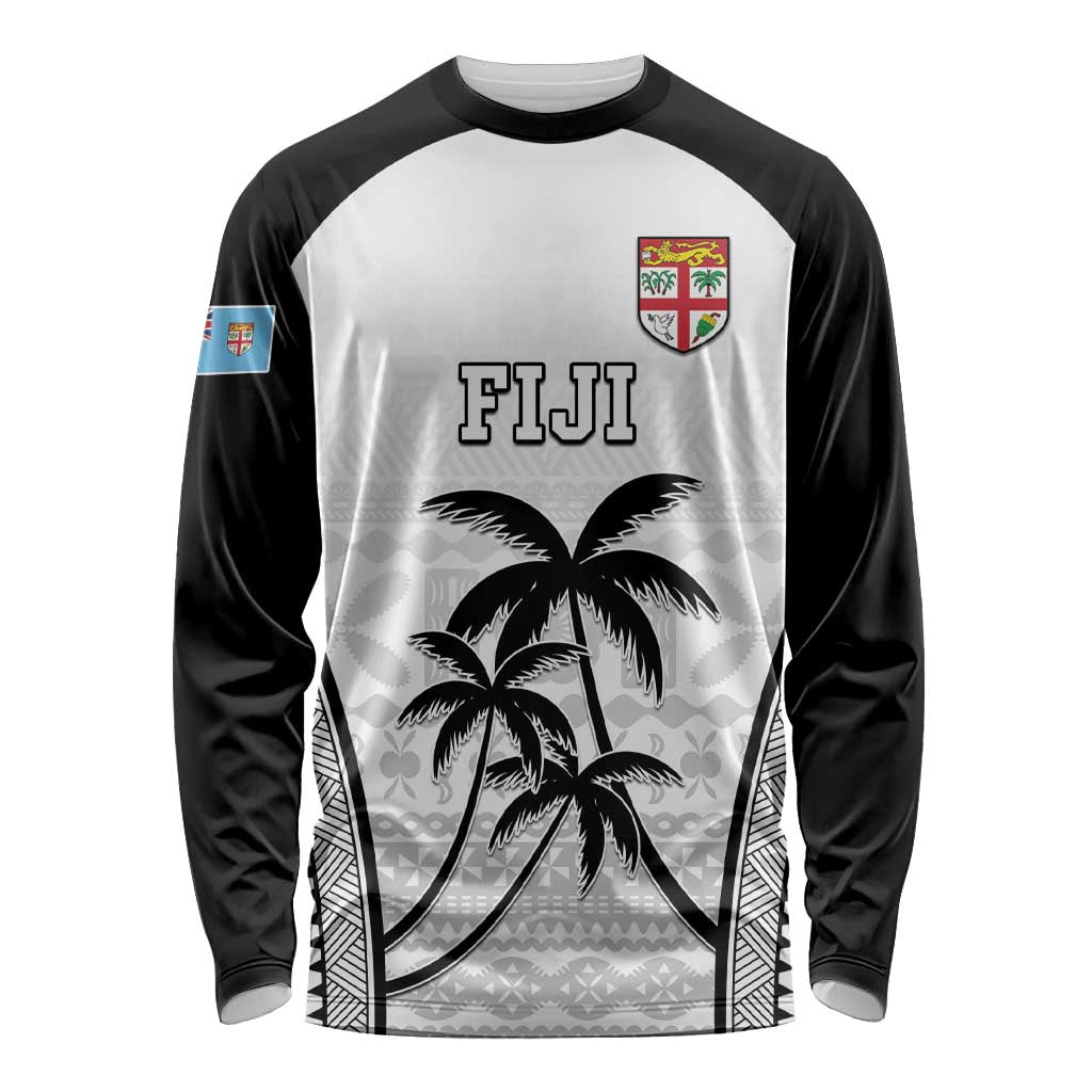 Custom Fiji Tapa Football Long Sleeve Shirt Sporty Style LT05 Unisex White - Polynesian Pride