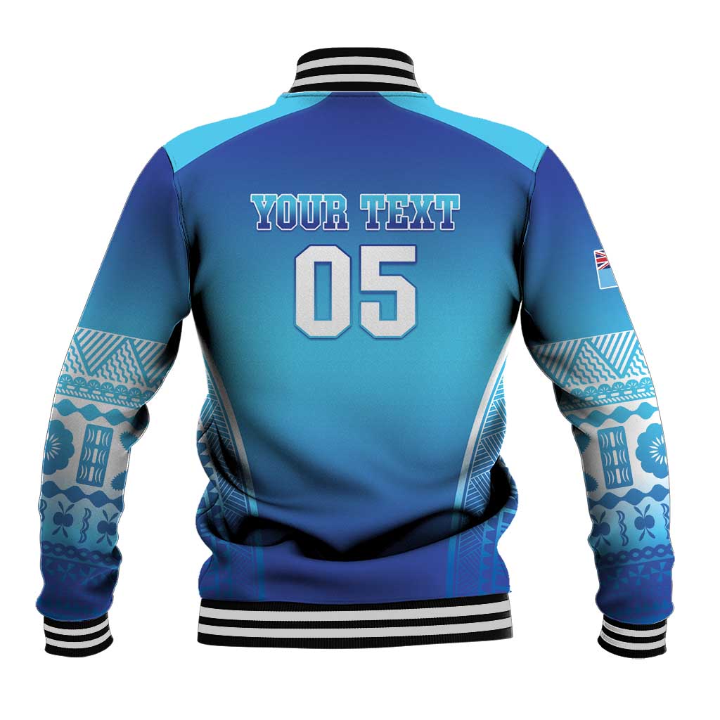 Custom Fiji Football Baseball Jacket Fijian Tapa Pattern