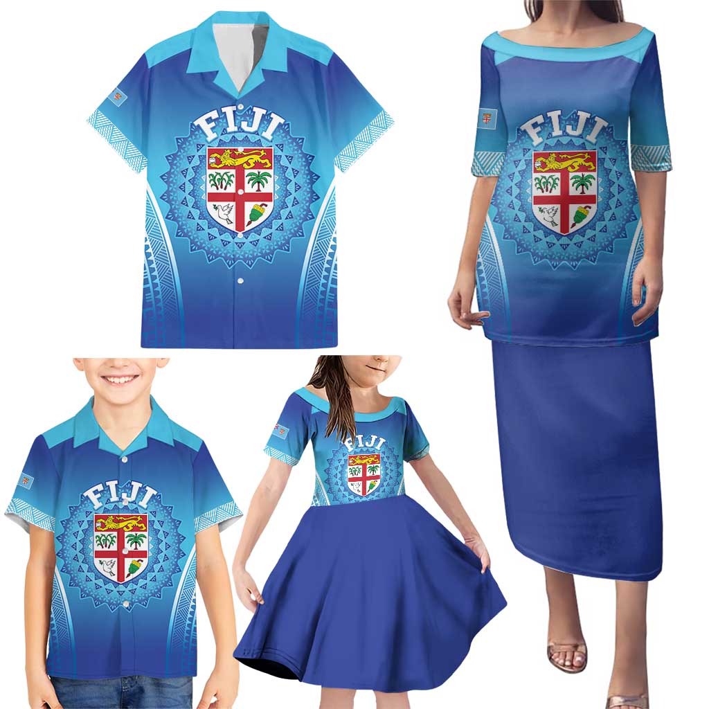 Custom Fiji Football Family Matching Puletasi and Hawaiian Shirt Fijian Tapa Pattern